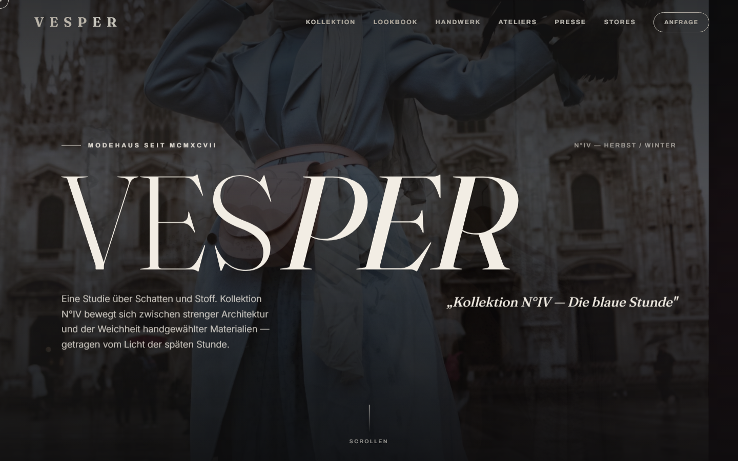 Vorschau der Demo-Webseite VESPER — Mode